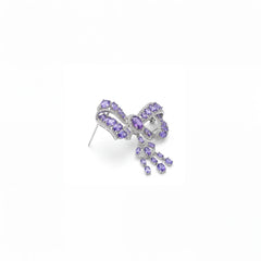 Margot bow brooch for women, rhodium finish - RANGREZ