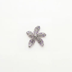 Cassia flower brooch for women, rhodium finish - RANGREZ (view 2)