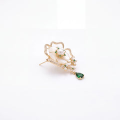 Elodie flower brooch for women, gold-tone - RANGREZ