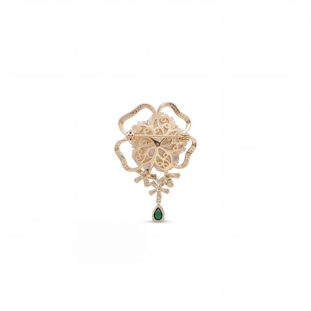 Elodie flower brooch for women, gold-tone - RANGREZ (view 2)