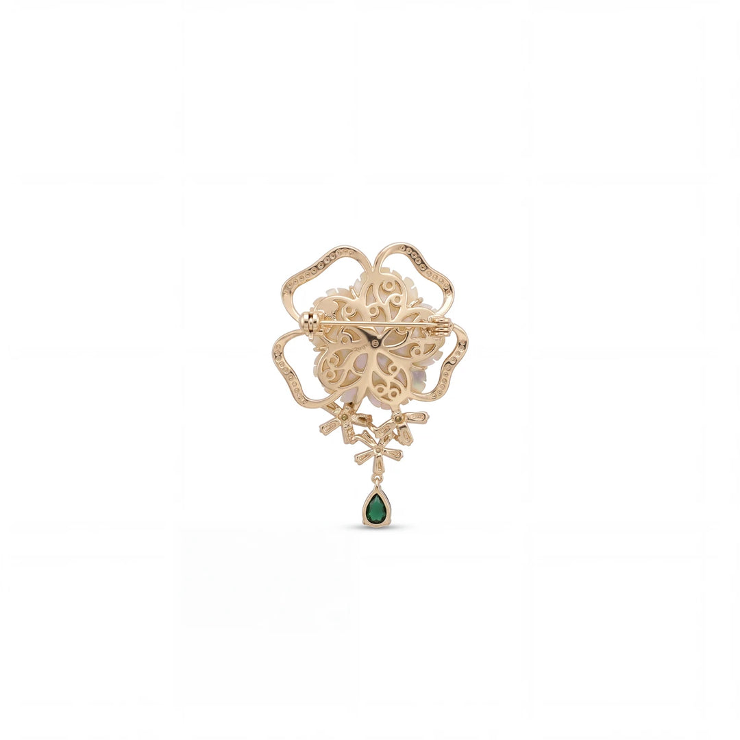 Elodie flower brooch for women, gold-tone - RANGREZ (view 2)