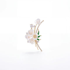 Gardenia bouquet brooch for women, gold-tone - RANGREZ
