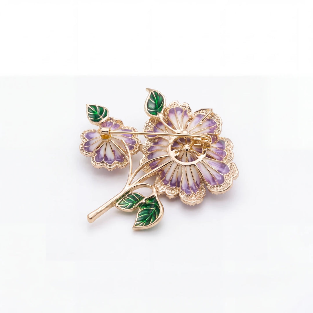 Begonia flower brooch for women, gold-tone - RANGREZ (view 3)