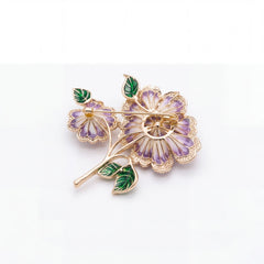 Begonia flower brooch for women, gold-tone - RANGREZ (view 3)