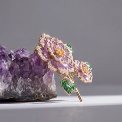 Begonia flower brooch for women, gold-tone - RANGREZ (view 2)