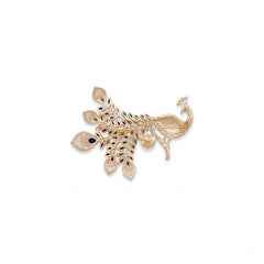 Mayura peacock brooch for women, gold-tone - RANGREZ (view 4)
