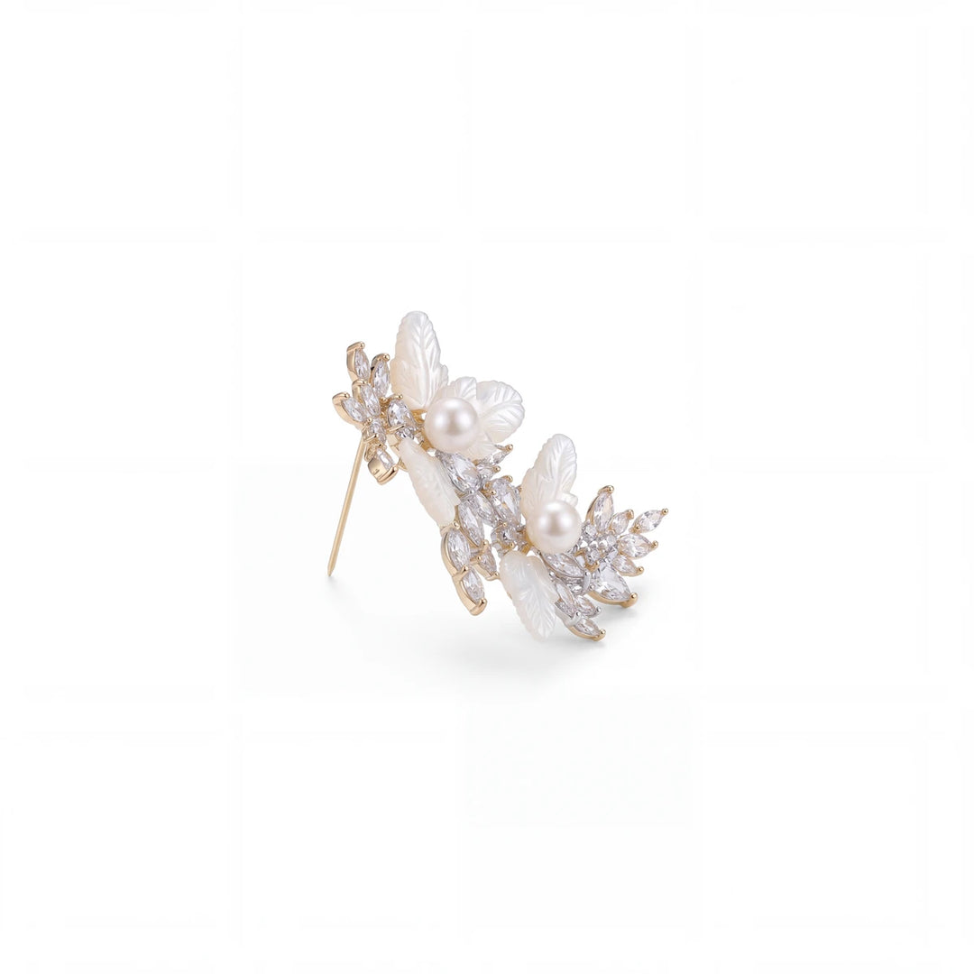 Bianca blossom spray brooch for women, gold-tone - RANGREZ