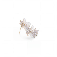 Bianca blossom spray brooch for women, gold-tone - RANGREZ