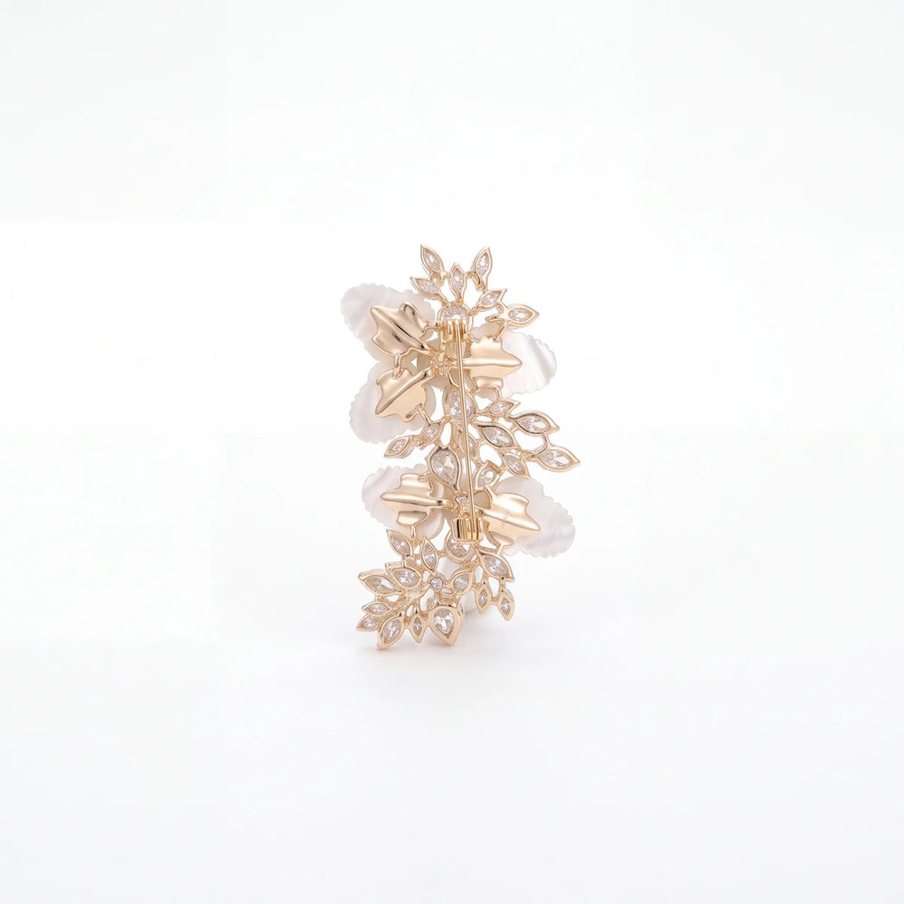 Bianca blossom spray brooch for women, gold-tone - RANGREZ (view 2)