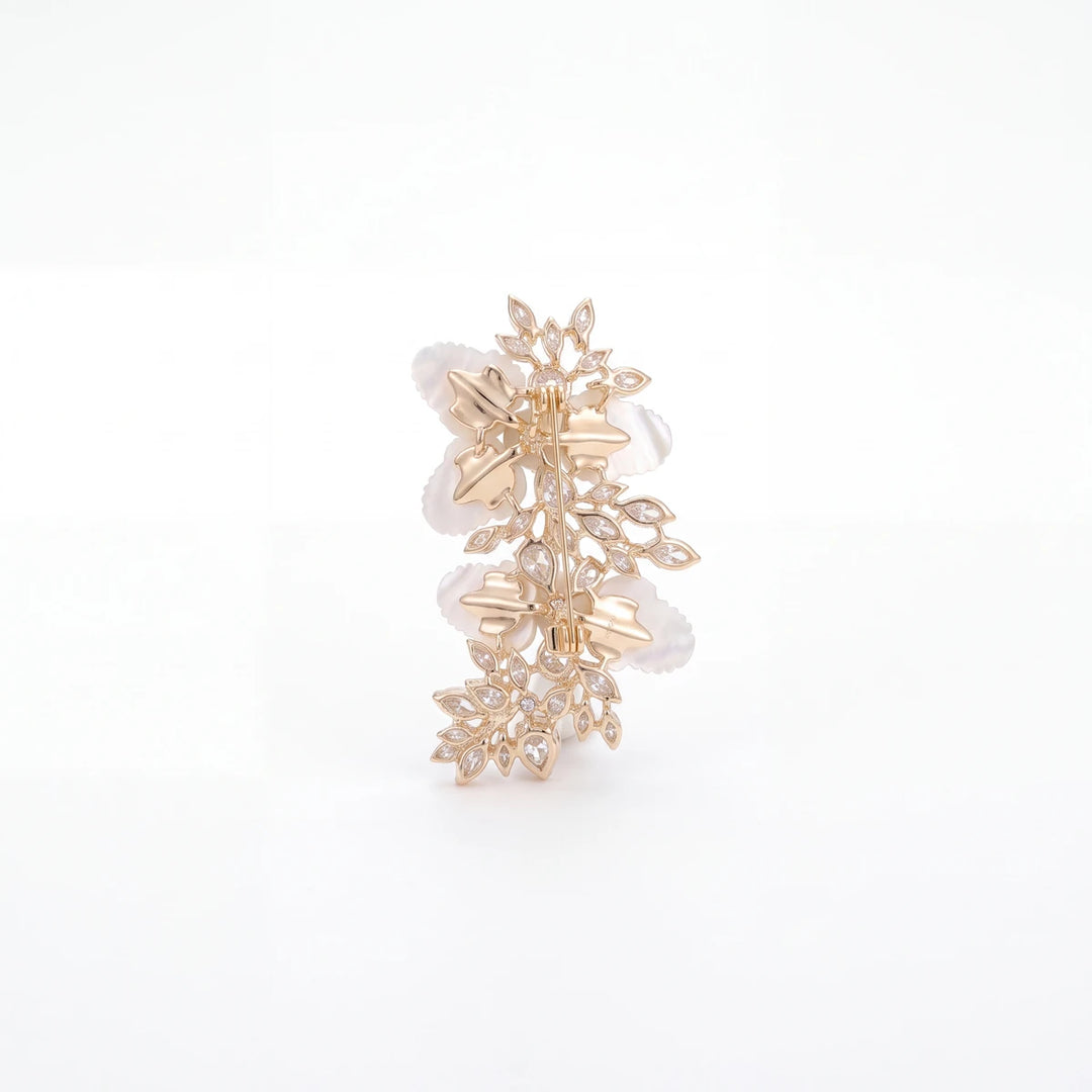 Bianca blossom spray brooch for women, gold-tone - RANGREZ (view 2)
