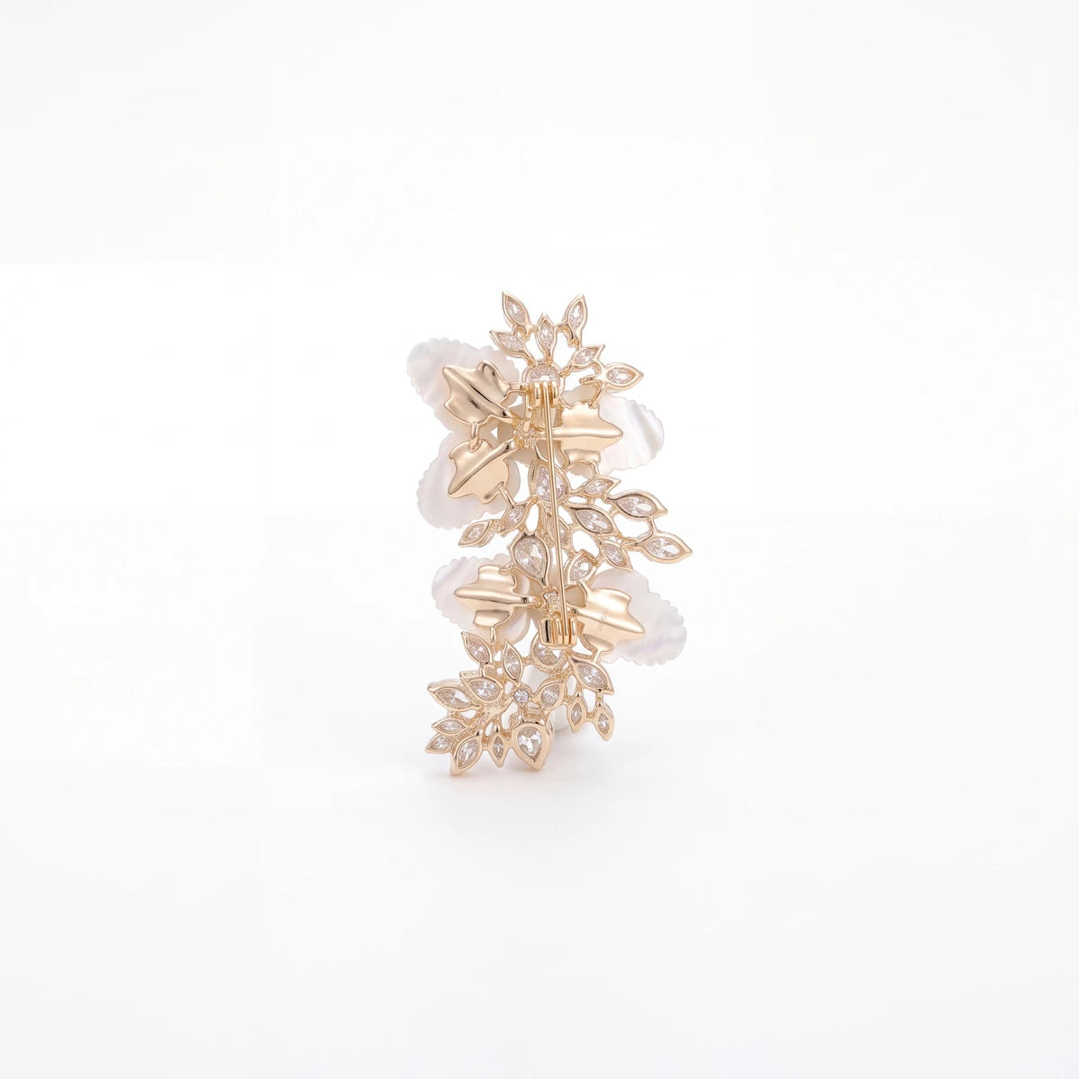 Bianca blossom spray brooch for women, gold-tone - RANGREZ (view 2)