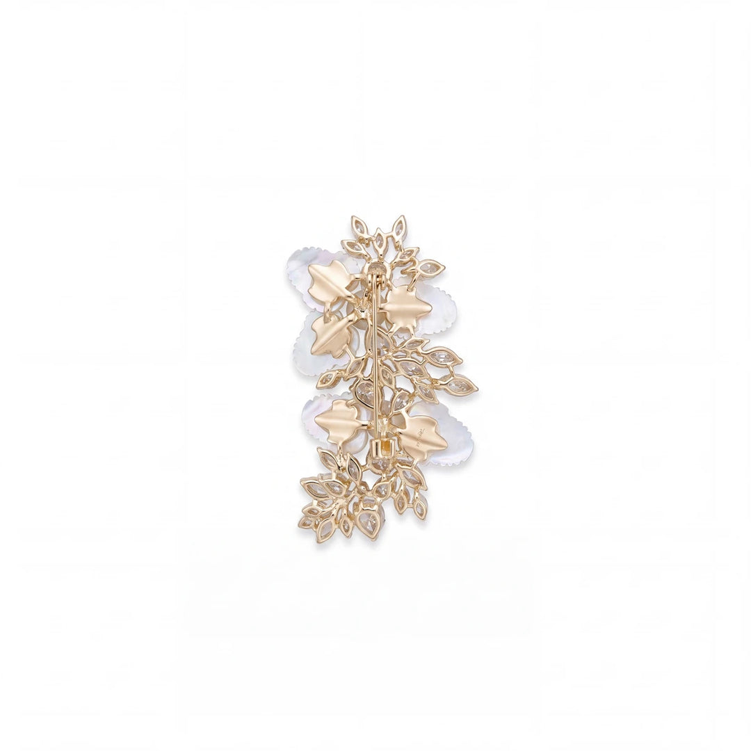 Bianca blossom spray brooch for women, gold-tone - RANGREZ (view 6)