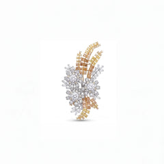 Laurel leaf spray brooch for women, rhodium finish - RANGREZ