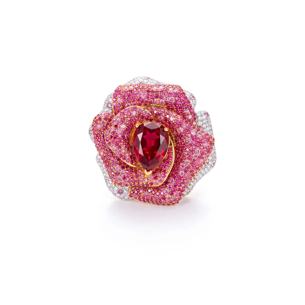 Juliet rose brooch for women, rhodium finish - RANGREZ