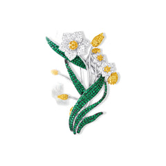 Orchid Daffodil Spray Brooch