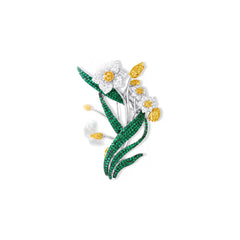 Orchid Daffodil Spray Brooch