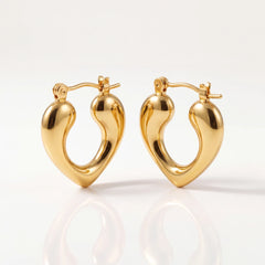 Cherie puffy heart hoops for women, gold-tone - RANGREZ