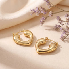 Cherie puffy heart hoops for women, gold-tone - RANGREZ (view 3)