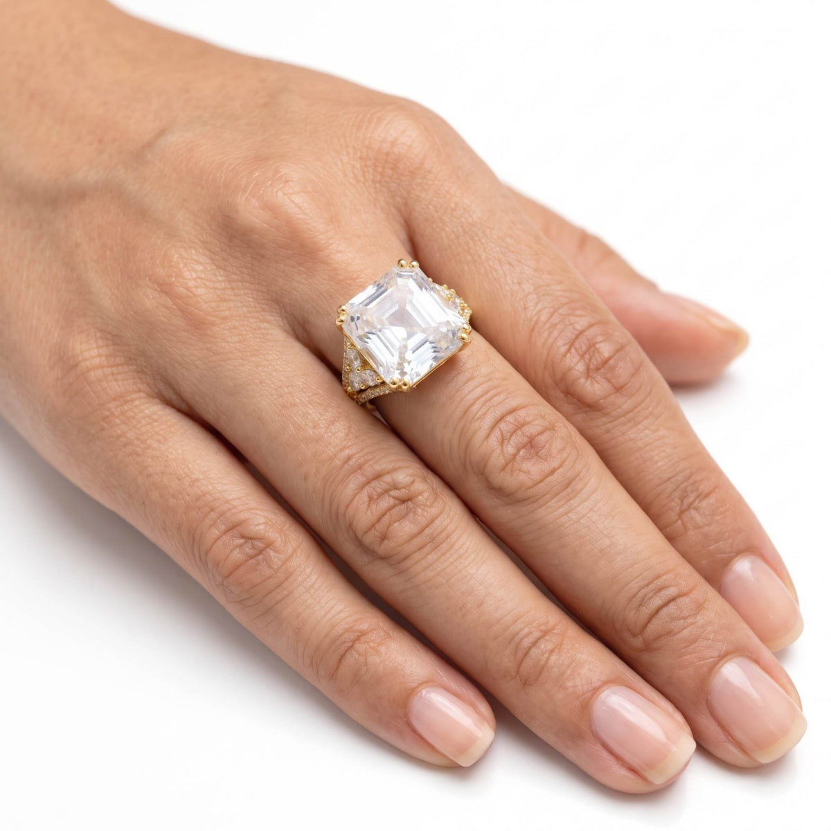 Emerald cut statement ring for women, adjustable - RANGREZ (view 7)