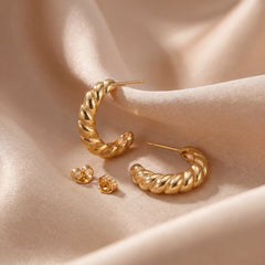 Cora croissant hoop earrings for women, gold-tone - RANGREZ (view 2)