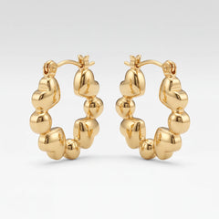 Cupid heart beaded hoops for women, gold-tone - RANGREZ