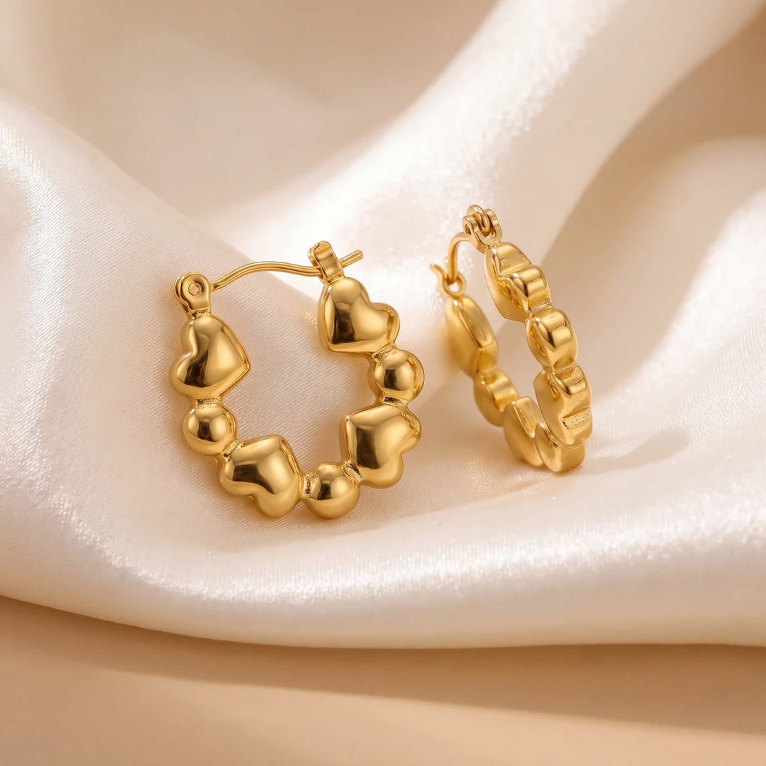 Cupid heart beaded hoops for women, gold-tone - RANGREZ (view 3)