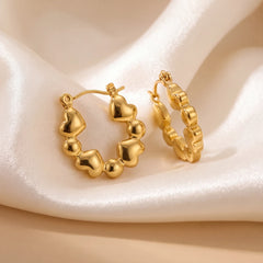 Cupid heart beaded hoops for women, gold-tone - RANGREZ (view 3)