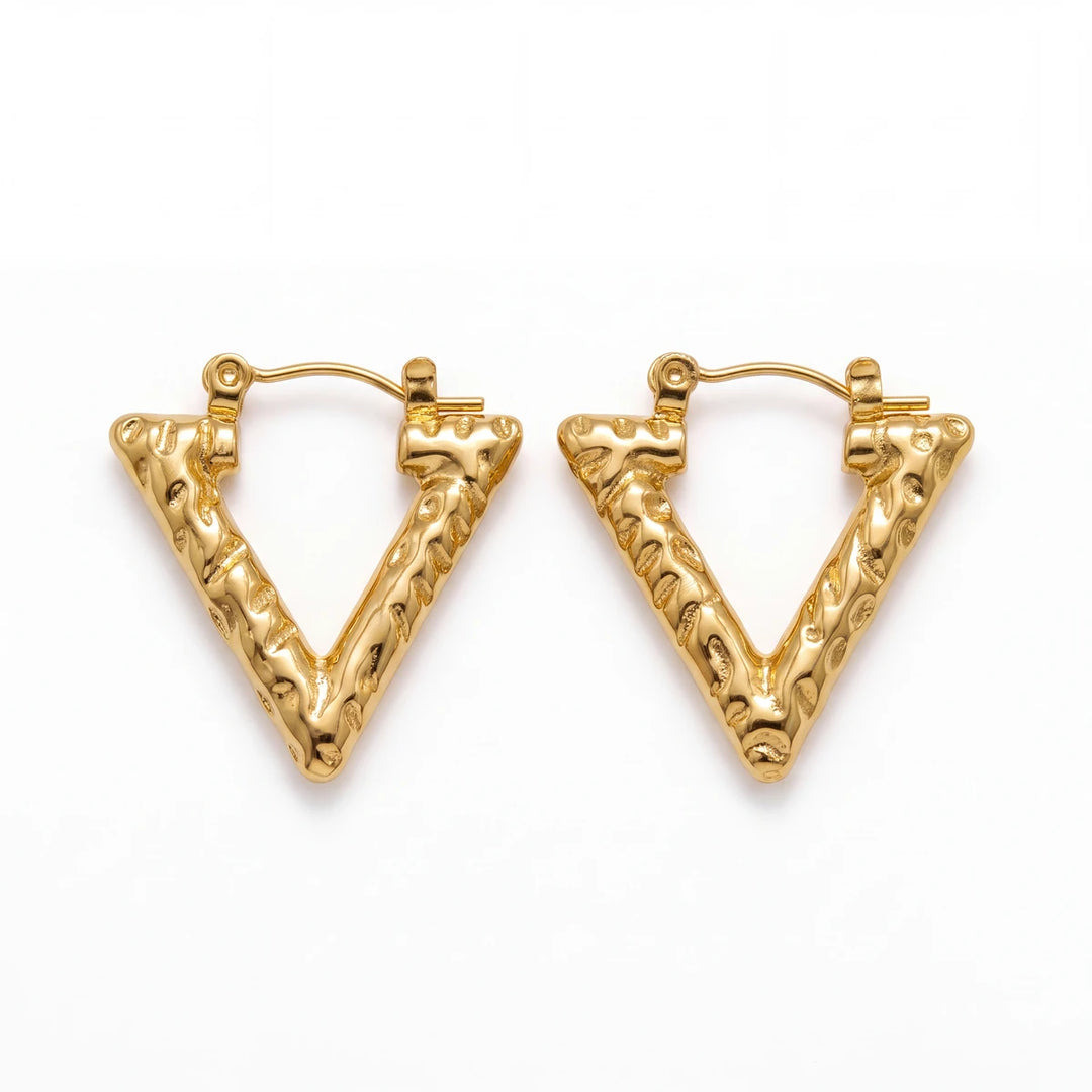 Delta triangle hoop earrings for women, gold-tone - RANGREZ