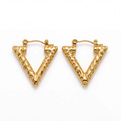 Delta triangle hoop earrings for women, gold-tone - RANGREZ