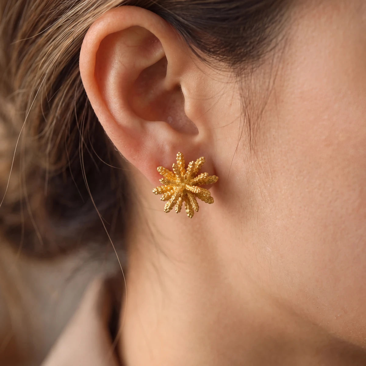 Saffron Flower Stud Earrings