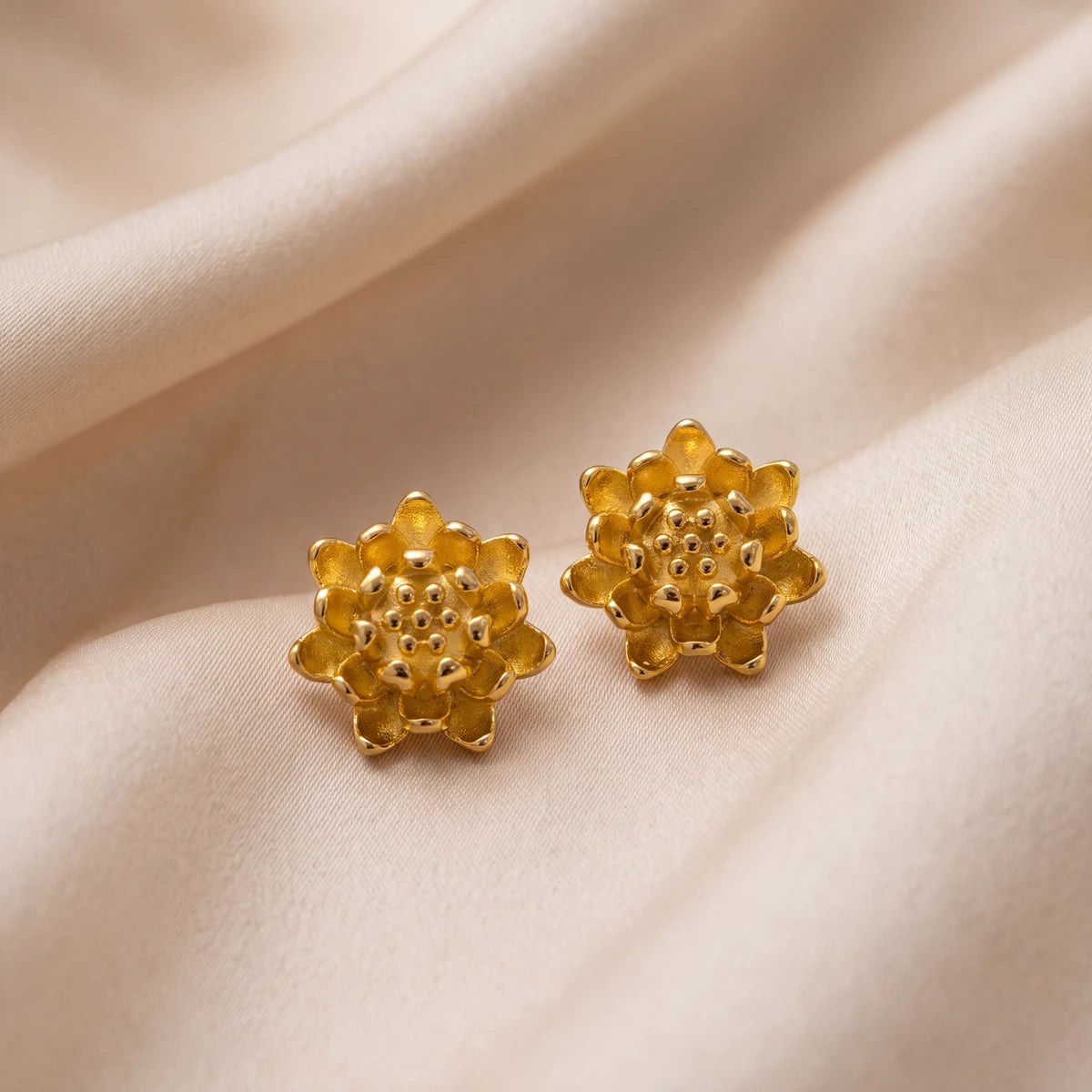 Zinnia Flower Stud Earrings