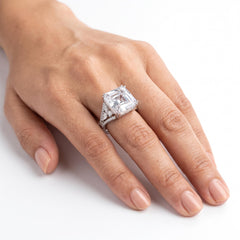 Emerald cut statement ring for women, adjustable - RANGREZ (view 9)