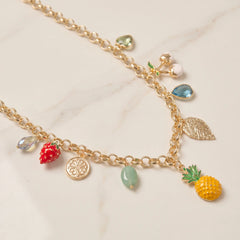 Fiesta charm necklace for women, gold-tone - RANGREZ