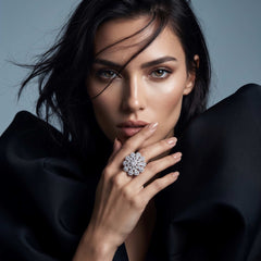 White floral cluster cocktail ring for women - RANGREZ (view 8)