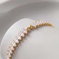 Glacia tennis necklace for women, gold-tone - RANGREZ (view 3)