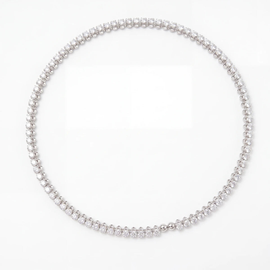 Glacia tennis necklace for women, silver-tone - RANGREZ