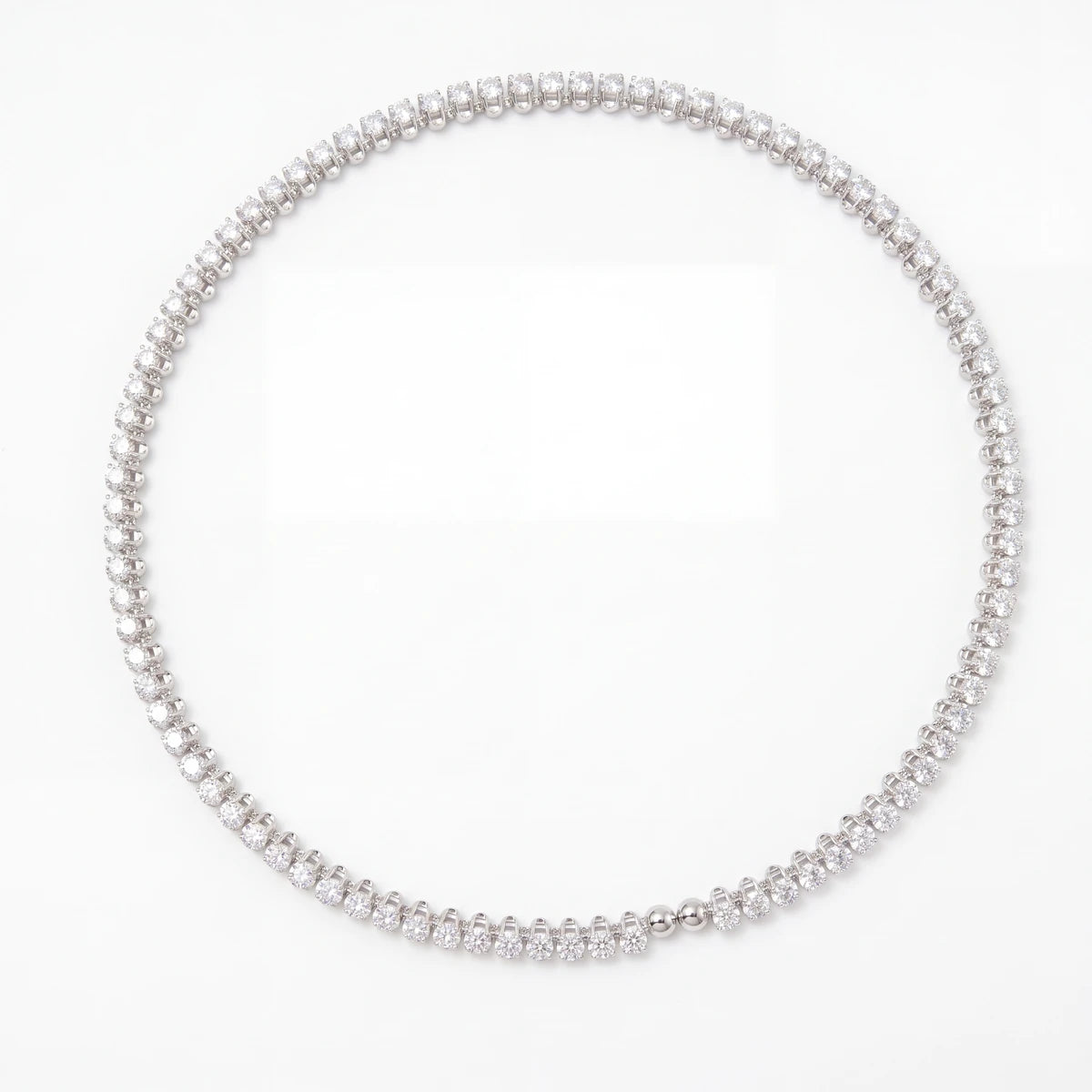 Glacia tennis necklace for women, silver-tone - RANGREZ