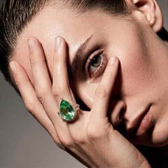Pear solitaire cocktail ring for women, adjustable - RANGREZ (view 11)