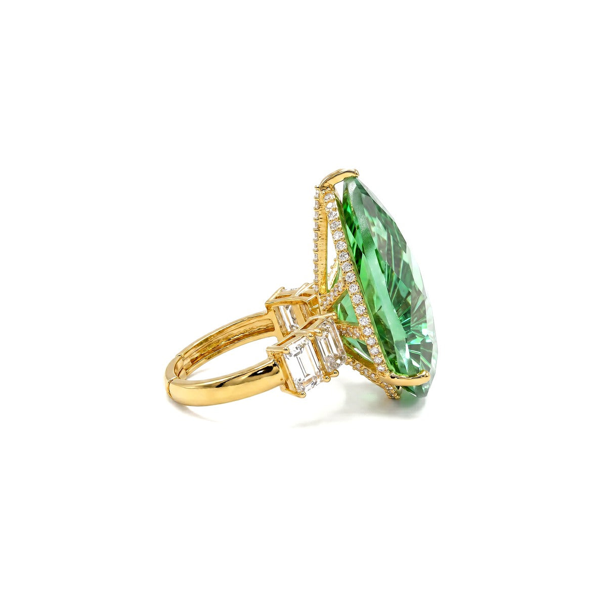 Pear solitaire cocktail ring for women, adjustable - RANGREZ (view 6)