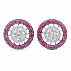 Nano Openwork Wheel Stud Earrings, Black Rhodium finish