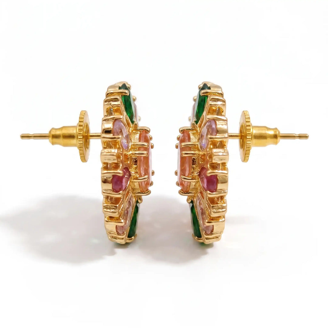 Petalia Crystal Floral Burst Stud Earrings, Mixed cut, Gold finish