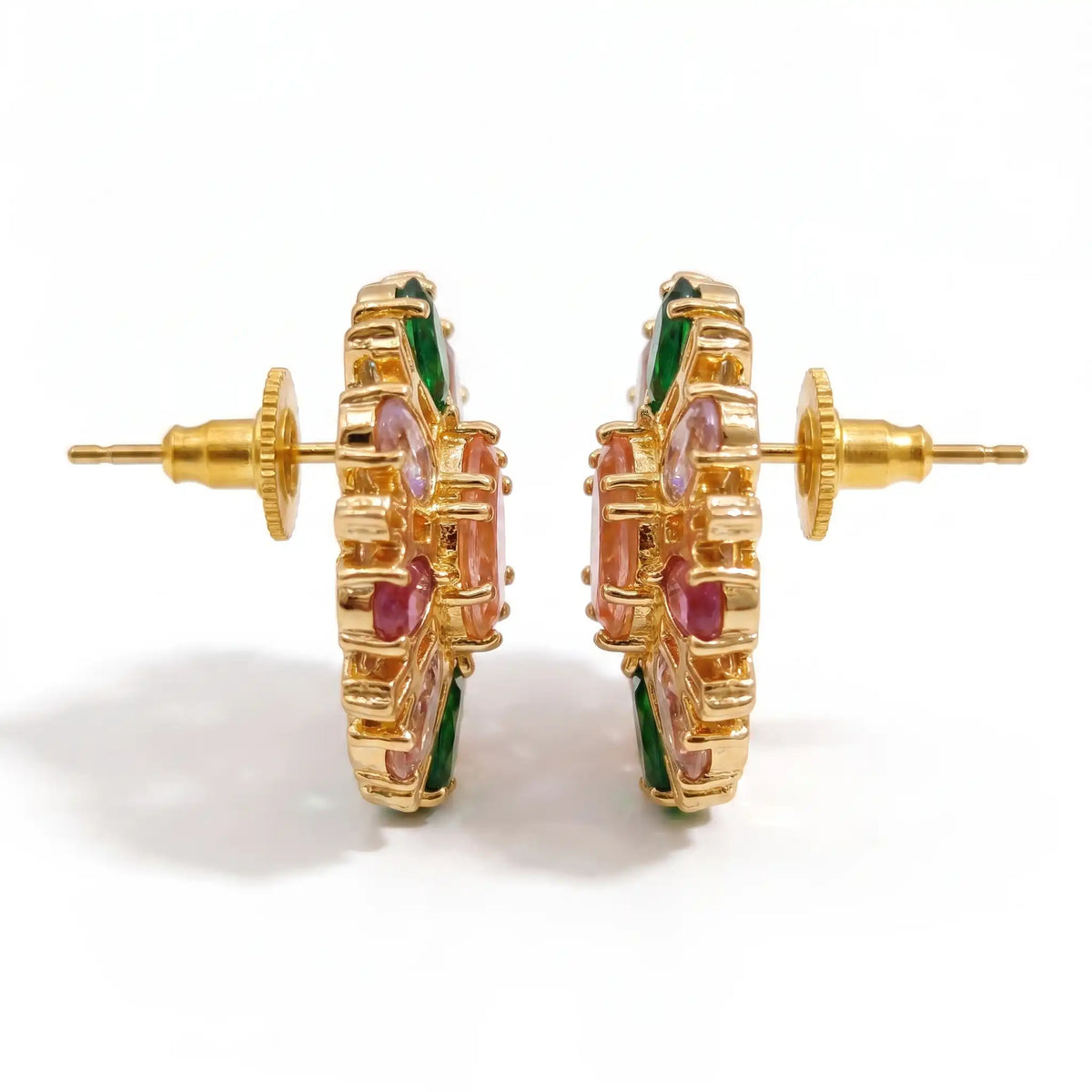 Petalia Crystal Floral Burst Stud Earrings, Mixed cut, Gold finish