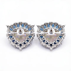 Iridescent Trillion Halo Stud Earrings