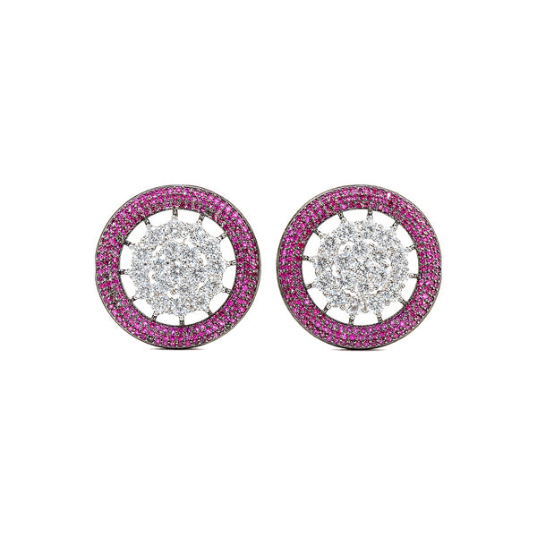 Nano Openwork Wheel Stud Earrings, Black Rhodium finish