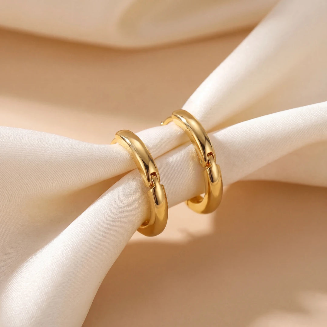 Ivy huggie hoop earrings for women, gold-tone - RANGREZ (view 2)