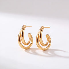 Liora twisted hoop earrings for women, gold-tone - RANGREZ
