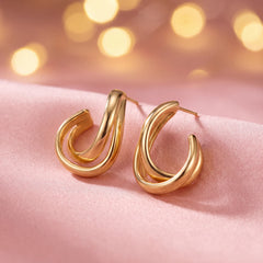 Liora twisted hoop earrings for women, gold-tone - RANGREZ (view 2)