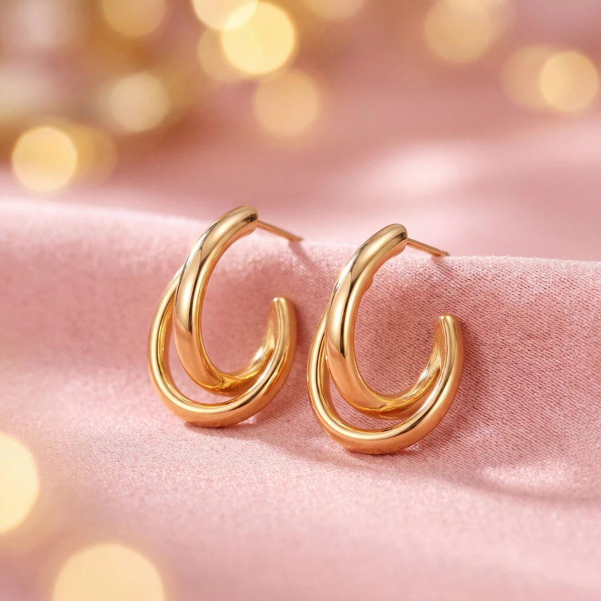 Liora twisted hoop earrings for women, gold-tone - RANGREZ (view 3)