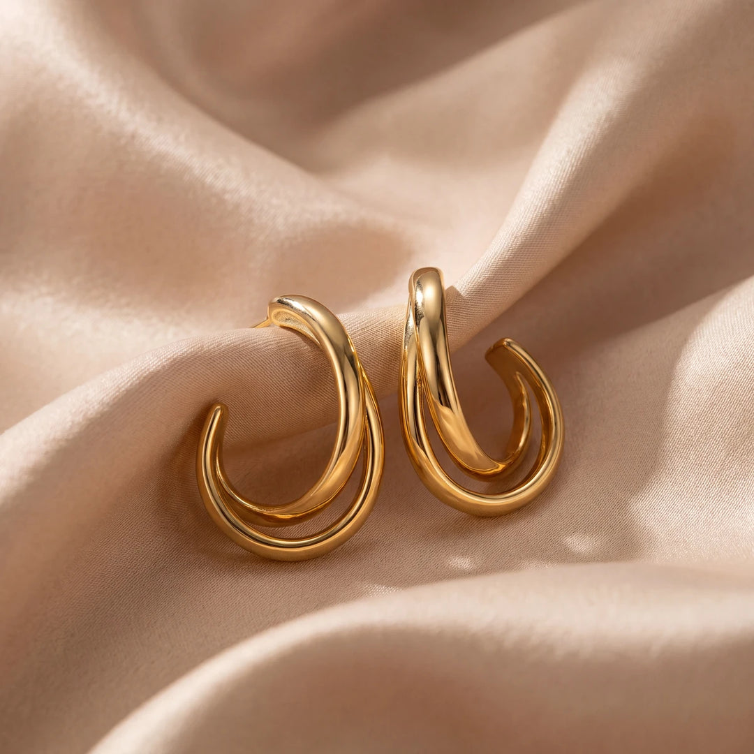 Liora twisted hoop earrings for women, gold-tone - RANGREZ (view 4)