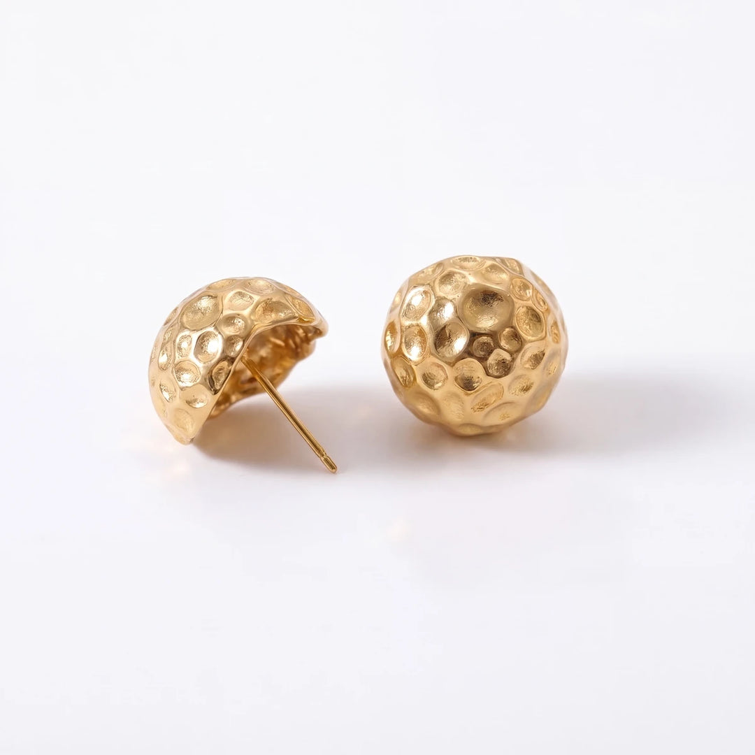 Luna dome stud earrings for women, gold-tone - RANGREZ